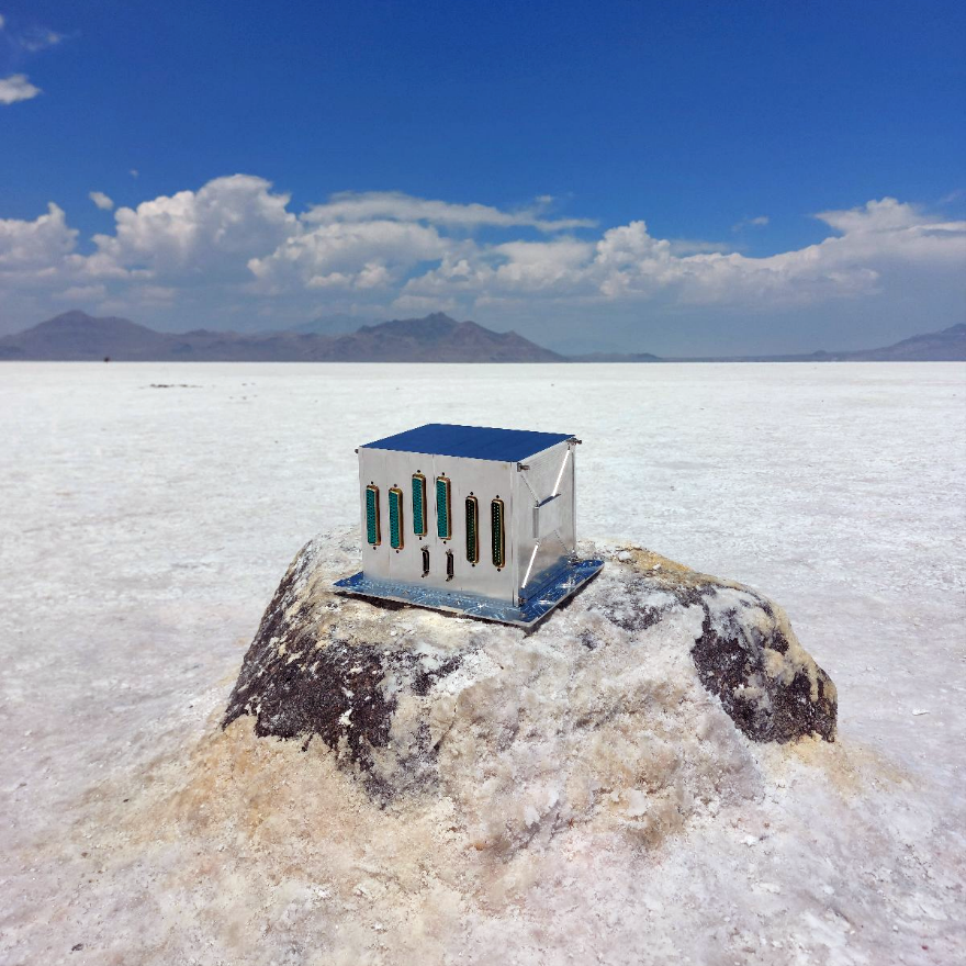 power control and distribution unit (PCDU) on rock in nature